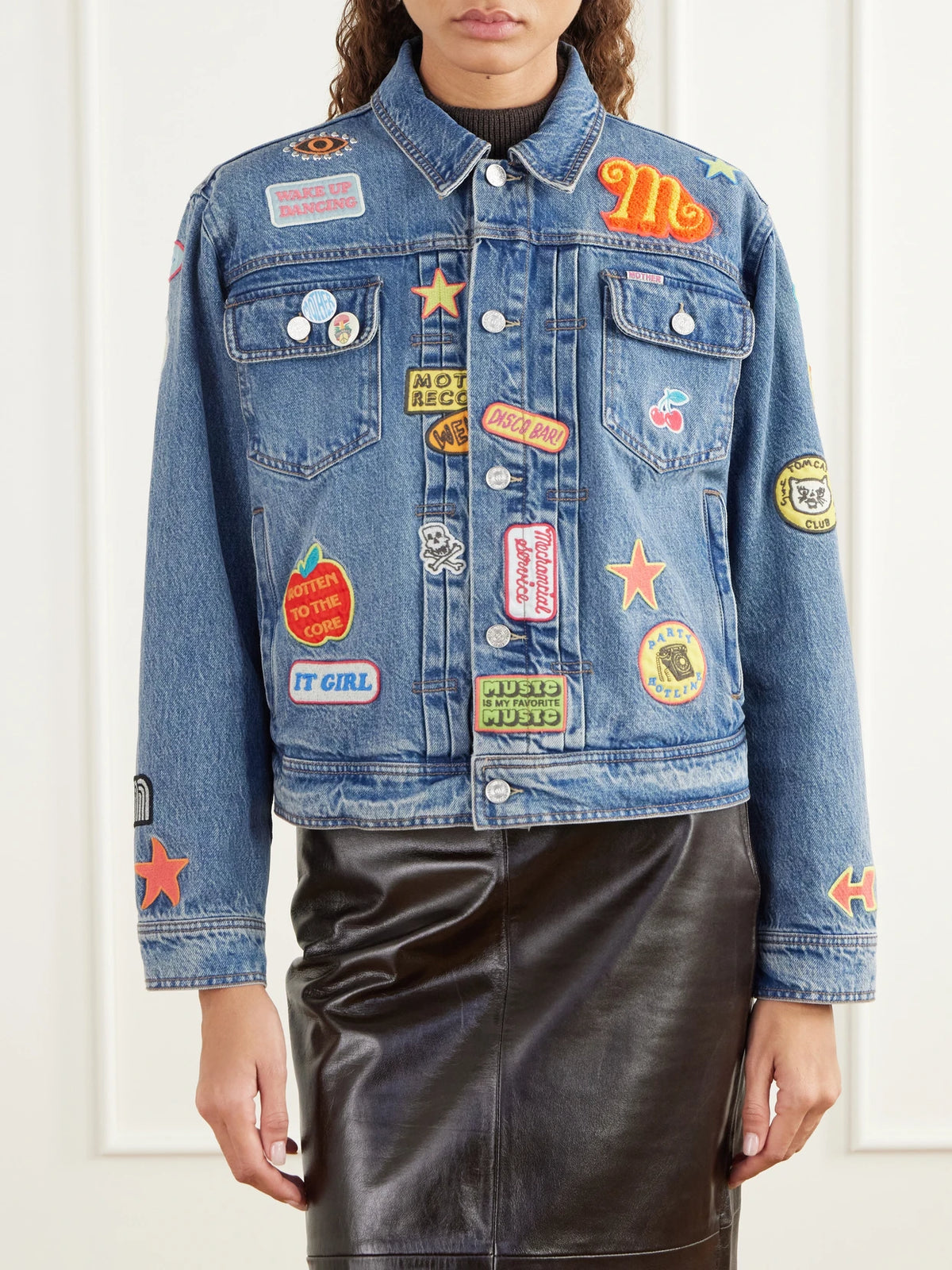 Mother The Duo Appliquéd Denim Jacket