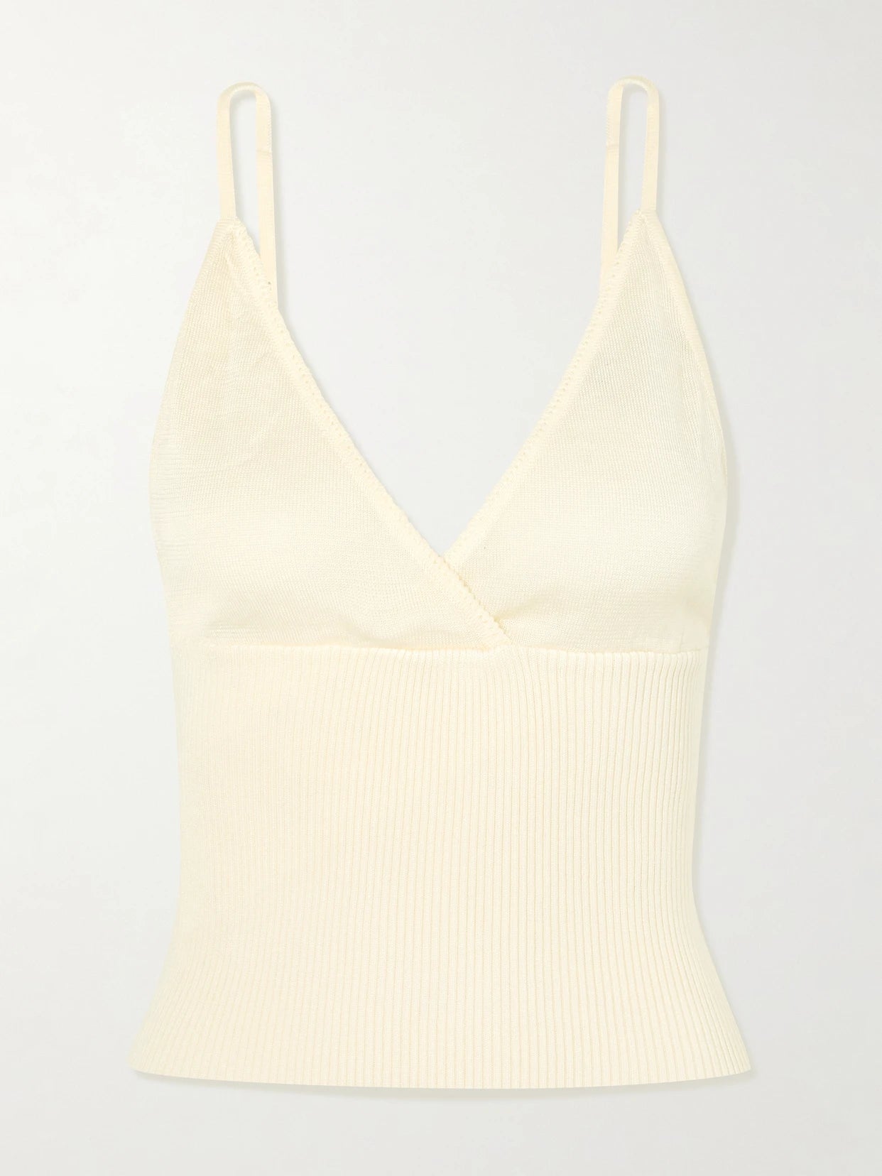 Cross Panel Cropped Ribbed Linen Top