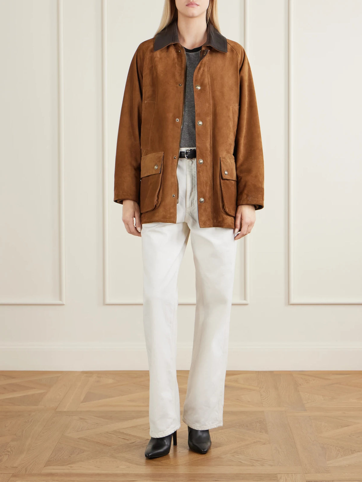 Image of Jeans. Product name - Arnaud Carpenter Mid-rise Straight-leg Jeans in Cream colour by brand - Nili Lotan