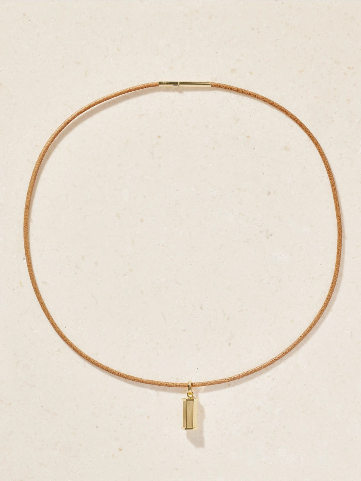 Marie Lichtenberg Micro Weight 18-karat Gold And Leather Necklace