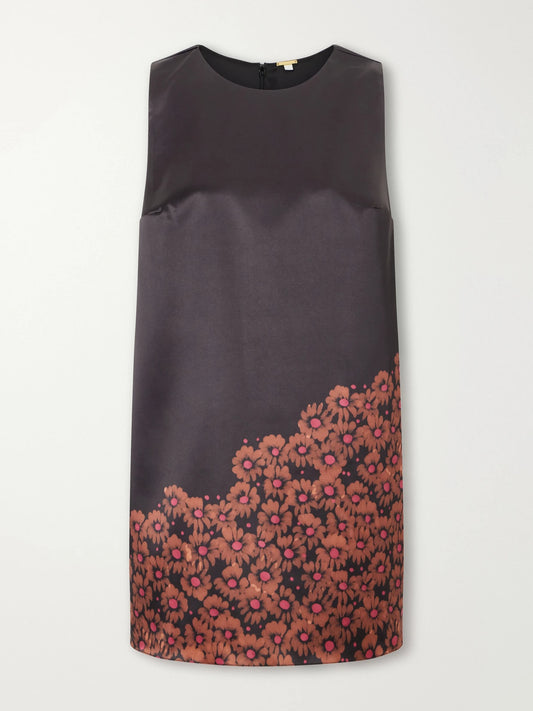 Cala de la Cruz Floral-print Satin Mini Dress