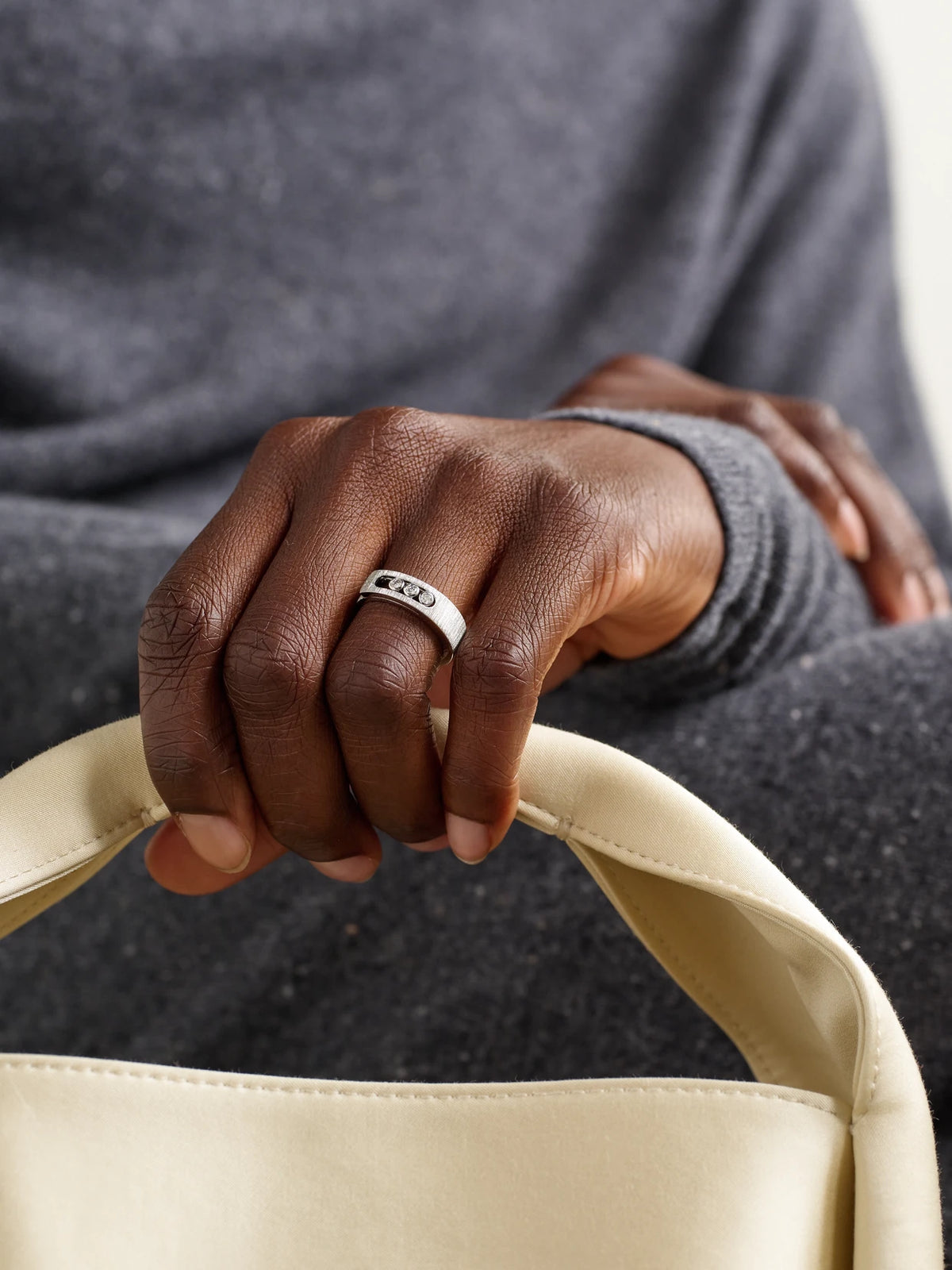 Image of Rings. Product name - Move Noa Ciselé 14-karat White Gold Diamond Ring in Multi colour by brand - Messika
