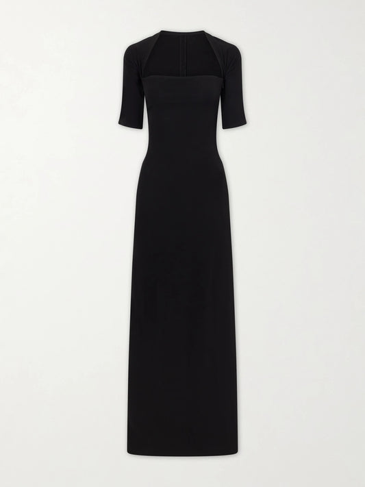 Image of Dresses. Product name - Bolero Stretch-jersey Midi Dress in Black colour by brand - Jacquemus