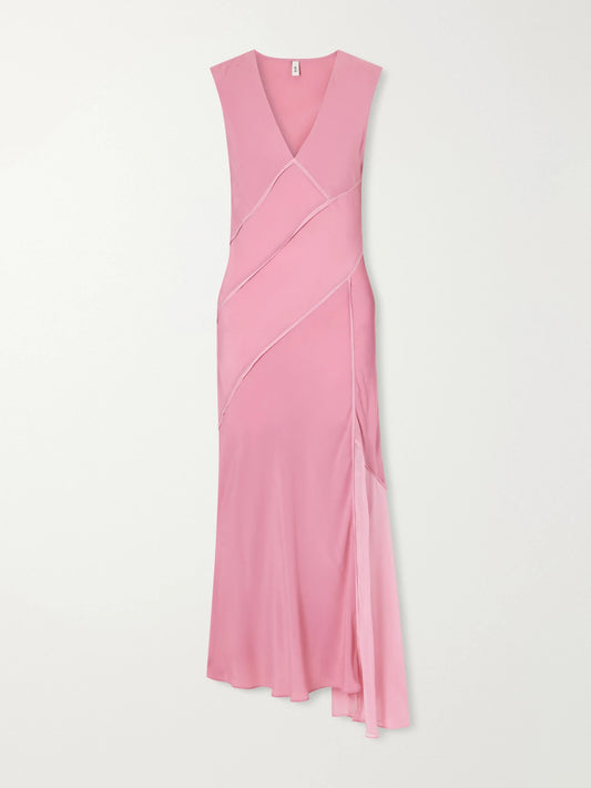 Image of Dresses. Product name - Elin Panelled Gown in Baby pink colour by brand - SIR.