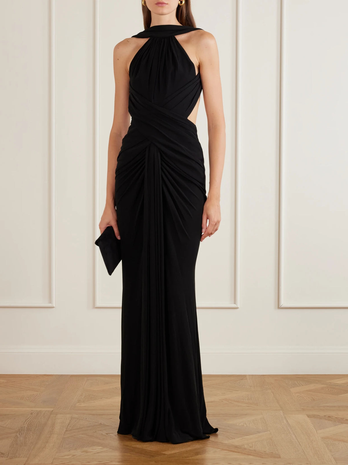 Image of Dresses. Product name - Draped Jersey Gown in Black colour by brand - Elie Saab