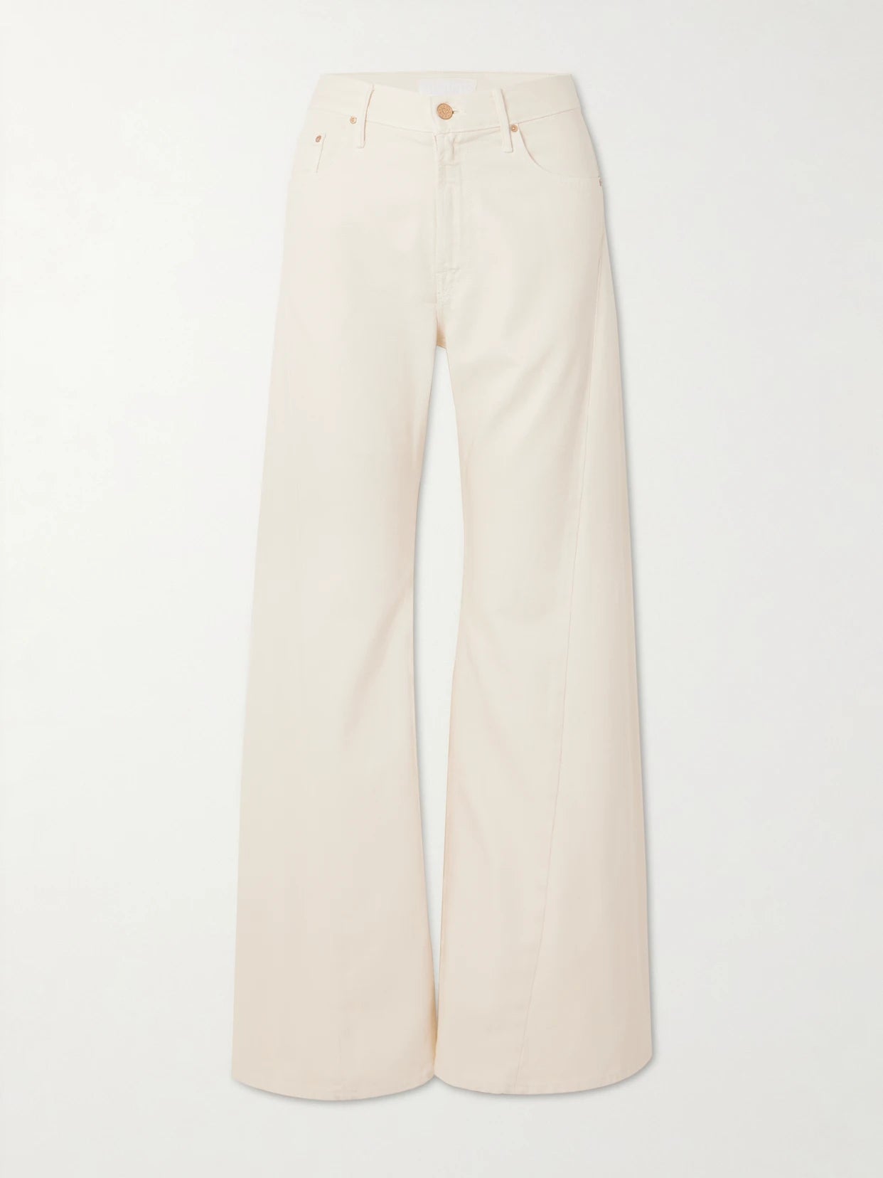 Image of Jeans. Product name - Snacks! The Lemon Twist Sneak High-rise Wide-leg Jeans in Cream colour by brand - Mother