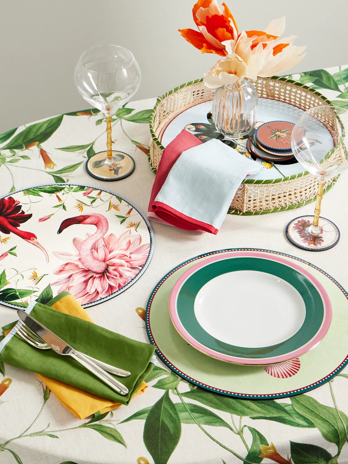 Image of Tableware. Product name - + Beto Val Set Of Four Wood Placemats in Multi colour by brand - La DoubleJ