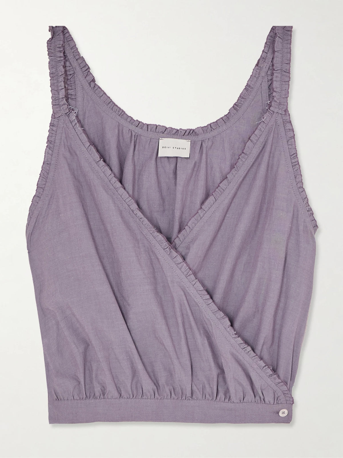 Deiji Studios Overlie Frayed Wrap-effect Organic Cotton Camisole