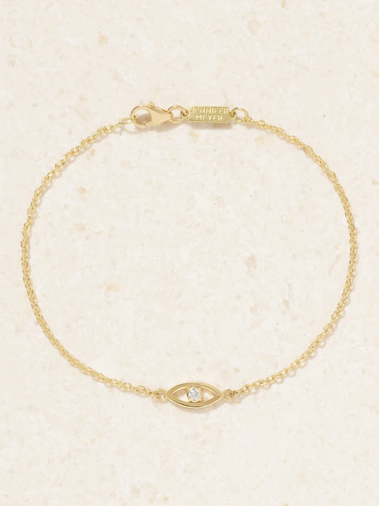 Mini Evil Eye 18-karat Gold Diamond Bracelet