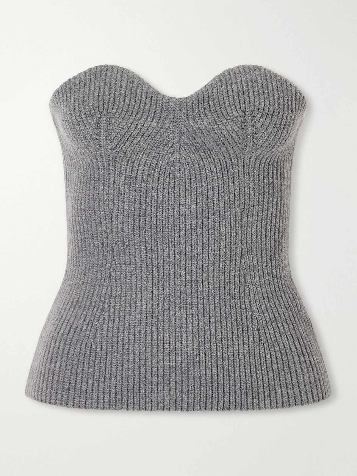 Jil Sander Strapless Ribbed Wool-blend Bustier Top