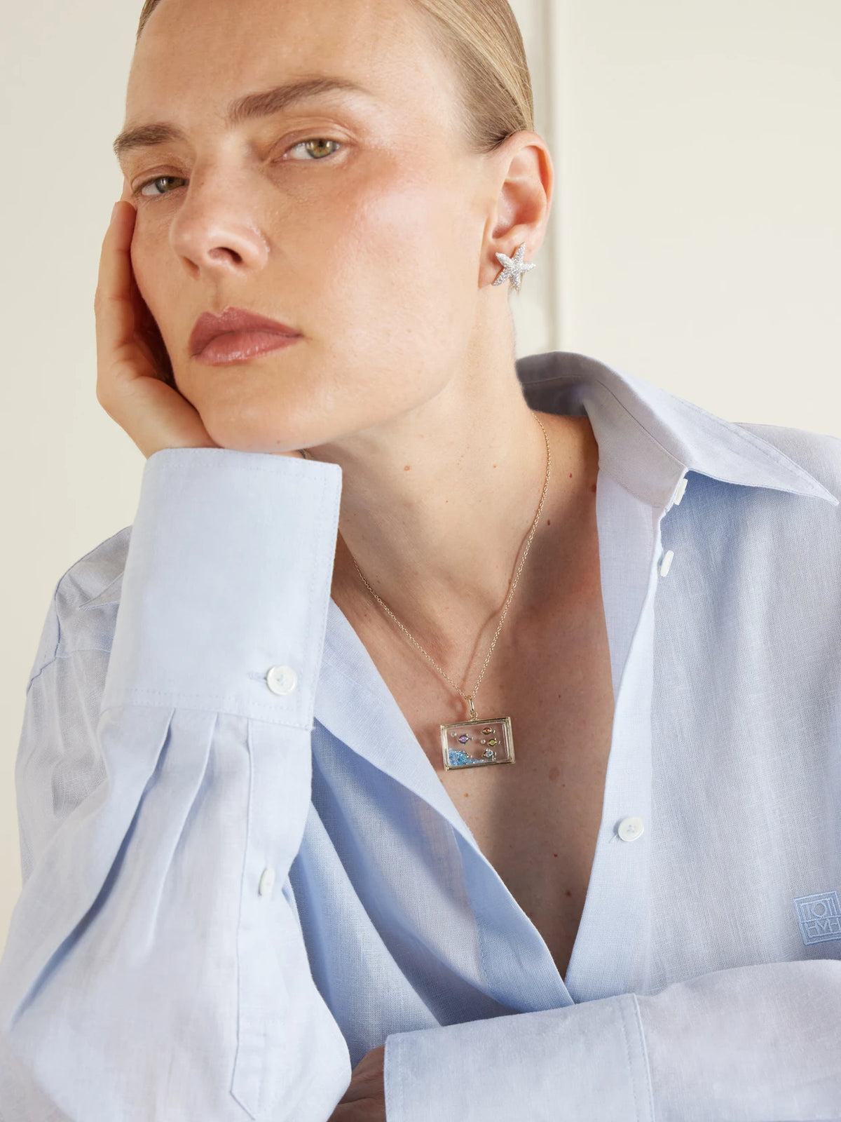Image of Necklaces. Product name - Aquarium 9-karat Gold Multi-stone Necklace in Multi colour by brand - Yvonne Léon