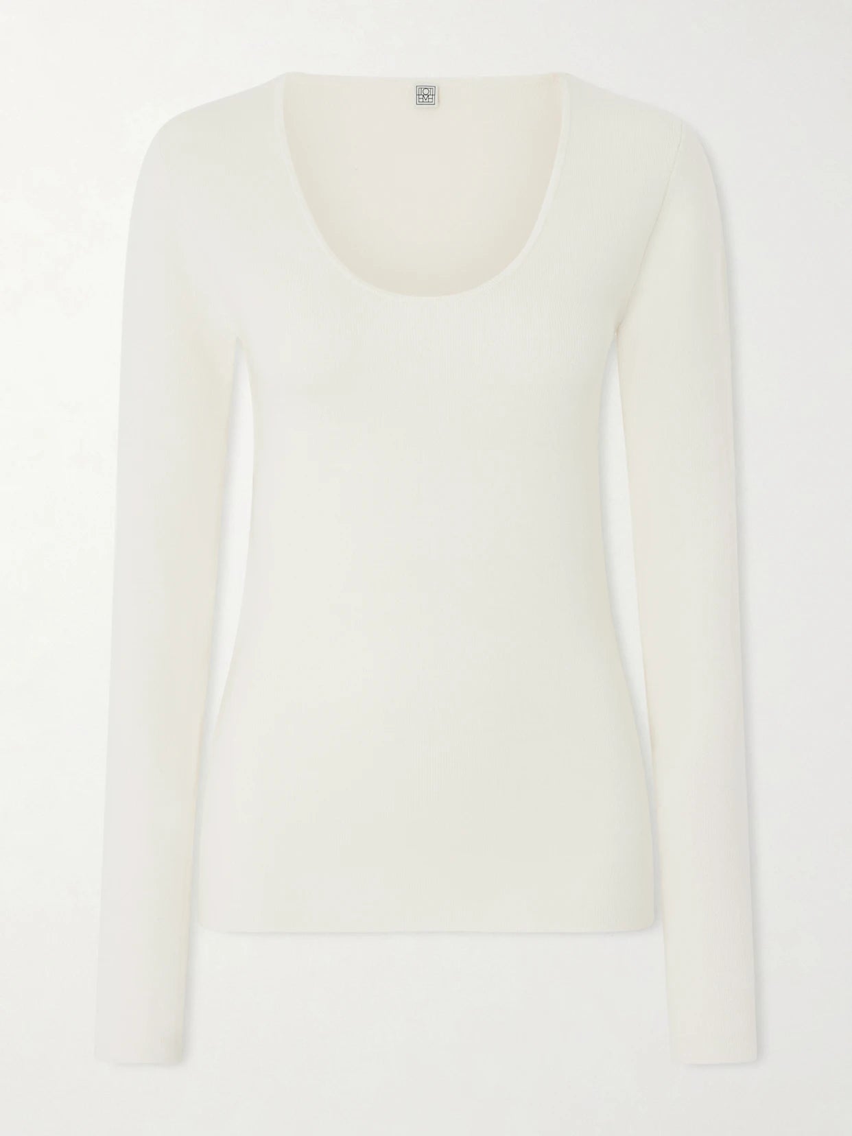 Image of a model wearing Outerwear. Product name - Wool-blend Top in Ecru colour by brand - TOTEME