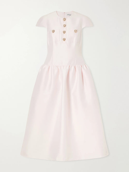 Self-Portrait Embellished Taffeta Midi Dress