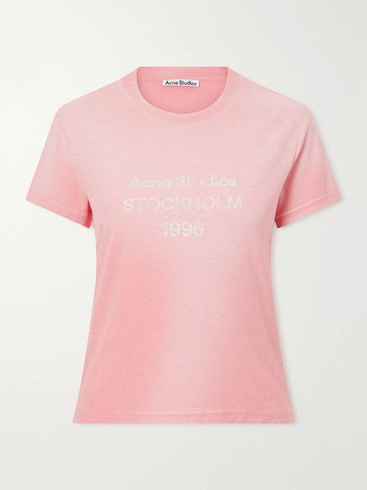 Acne Studios Etza 1996 Logo-printed Cotton And Hemp-blend T-shirt