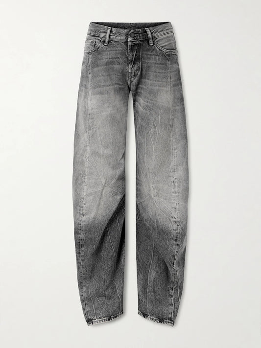 Image of Jeans. Product name - 2006f Low-rise Barrel-leg Jeans in Black colour by brand - Acne Studios