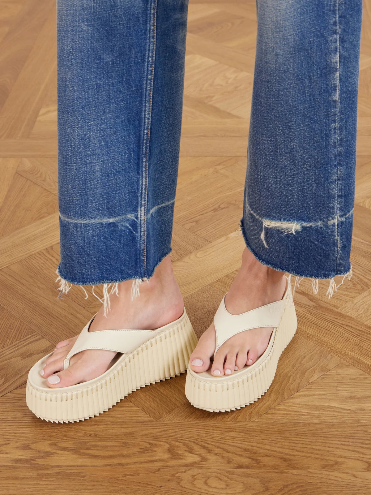 Nama Leather Platform Flip Flops