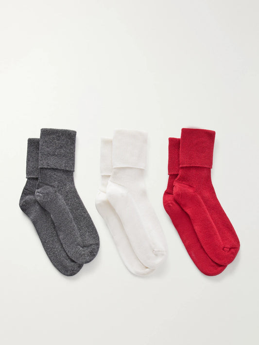 Johnstons Elgin Set Of Three Ribbed Cashmere-blend Socks