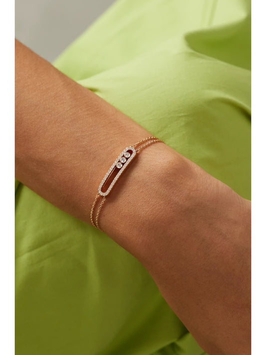 Image of Bracelets. Product name - Move Classic 18-karat Pink Gold Diamond Bracelet in Multi colour by brand - Messika