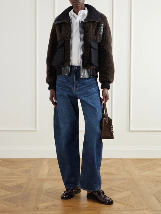 Image of Coats & Jackets. Product name - Wool-blend Plush Coat in Brown colour by brand - Sacai