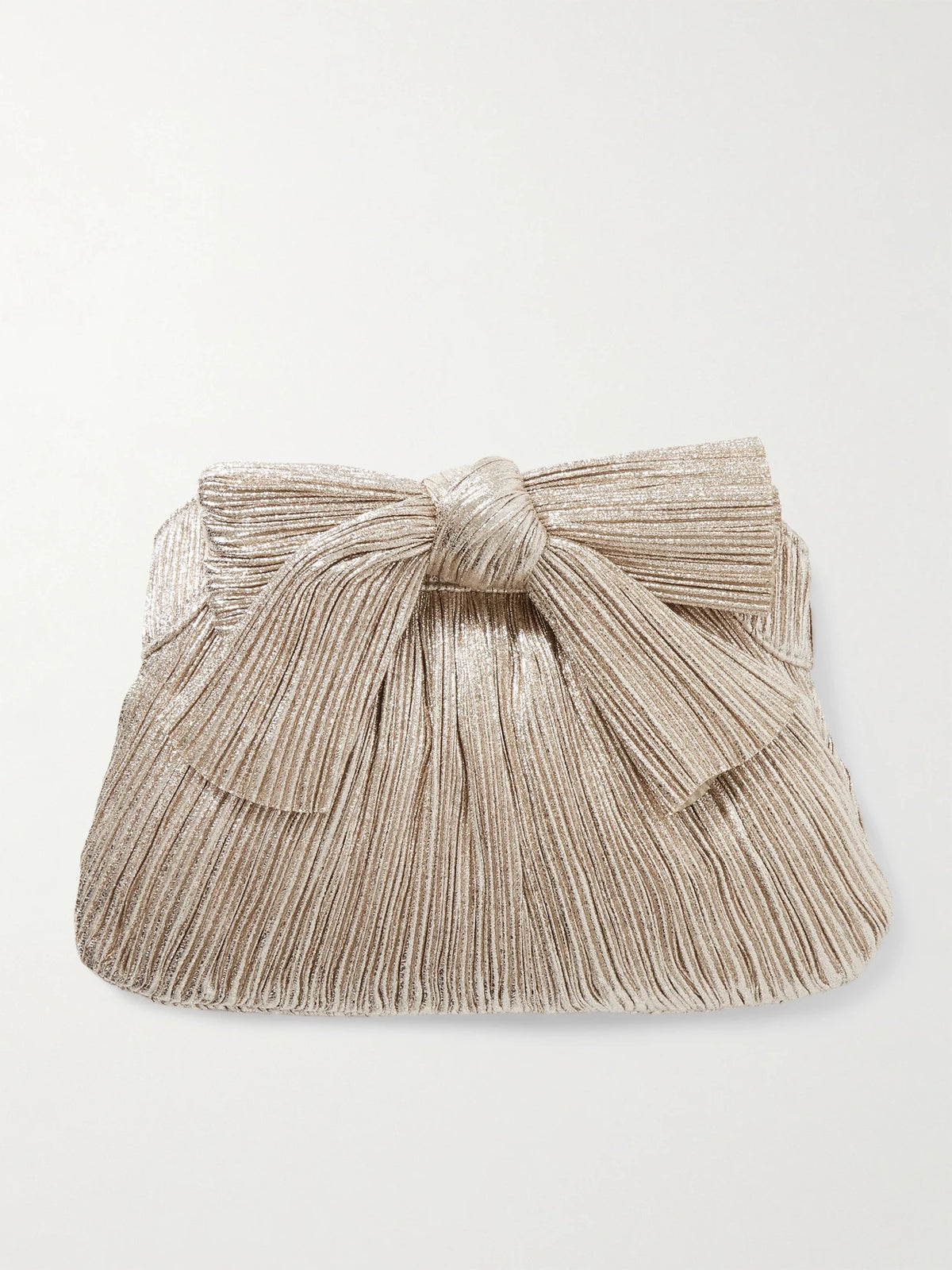 Rayne Bow-embellished Plissé-lamé Clutch