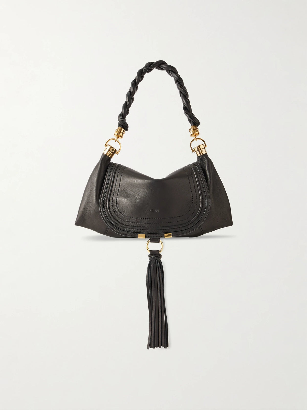 Chloé Marcie Foulard Fringe-trimmed Full-grain Leather Shoulder Bag