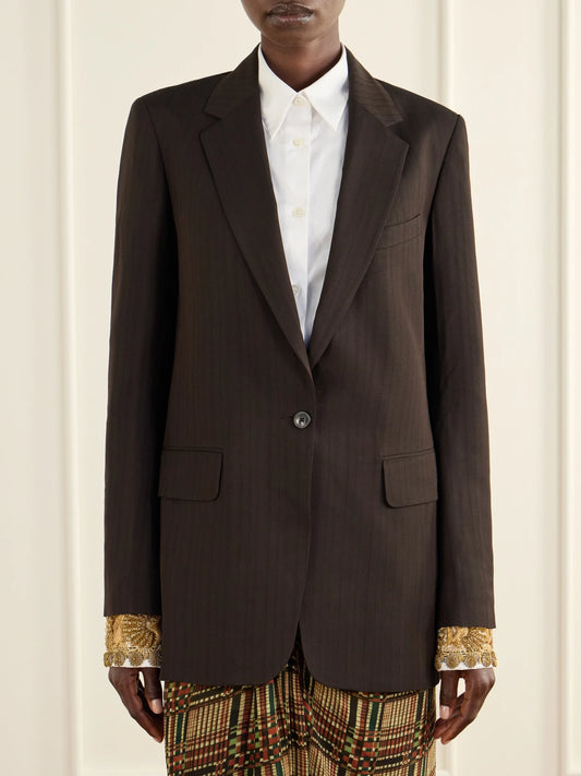 Dries Van Noten Striped Crepe Blazer