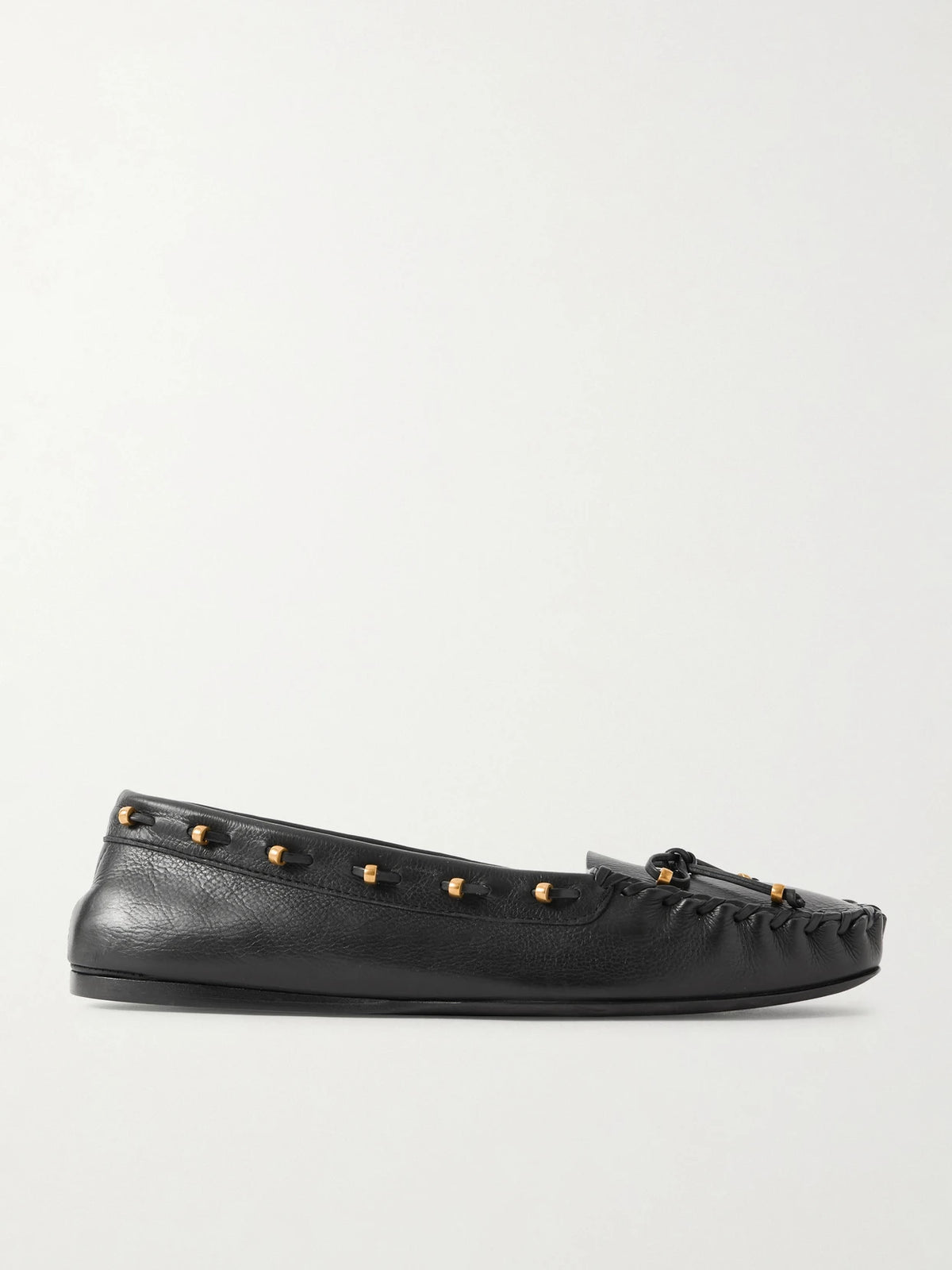 Milly Embellished Whipstitched Textured-leather Loafers