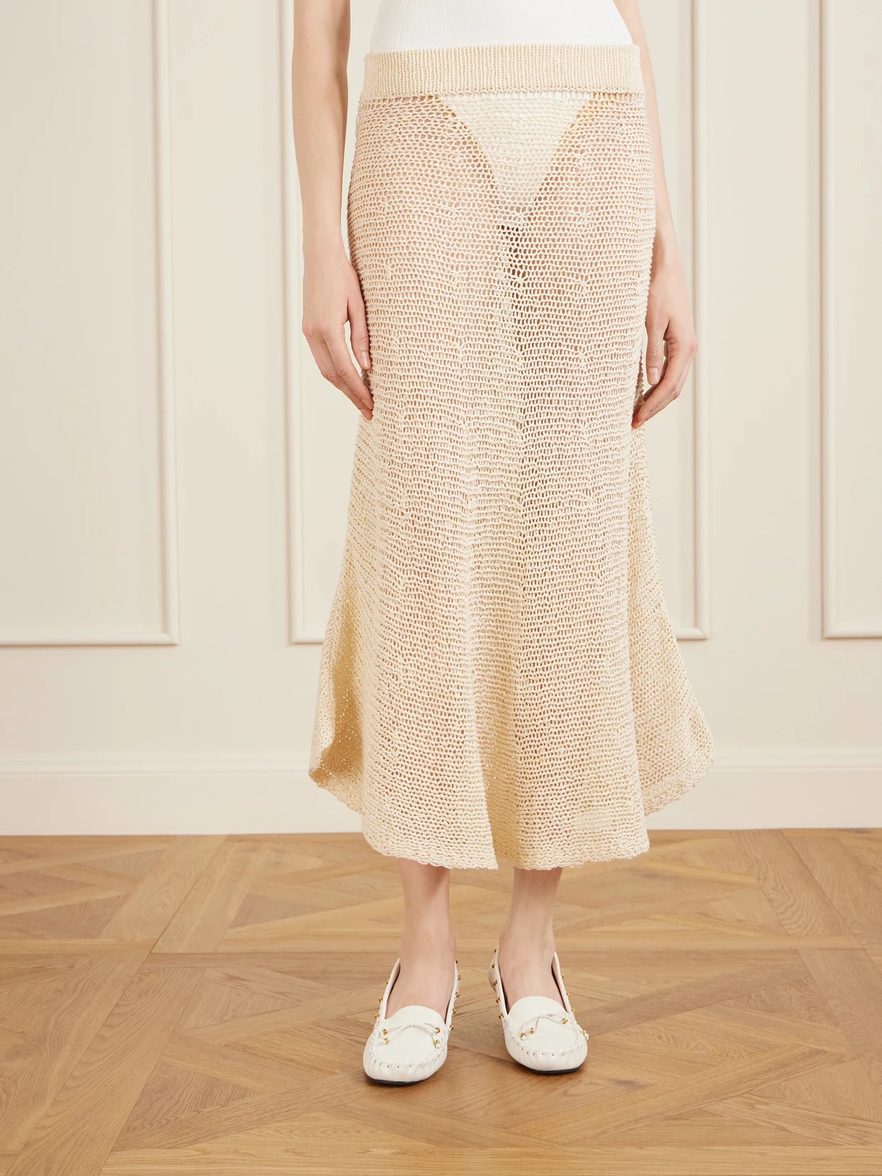 Inaya Crocheted Cotton And Silk-blend Midi Skirt