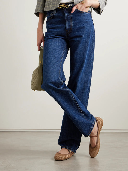Carla Leather-trimmed Raffia Mary Jane Ballet Flats