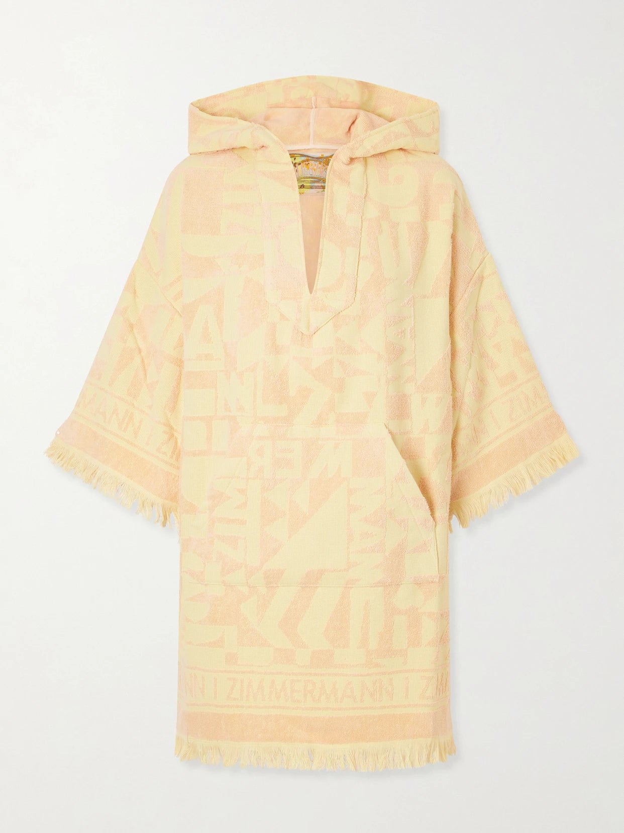 Solstice Hooded Fringed Jacquard-knit Cotton-terry Coverup
