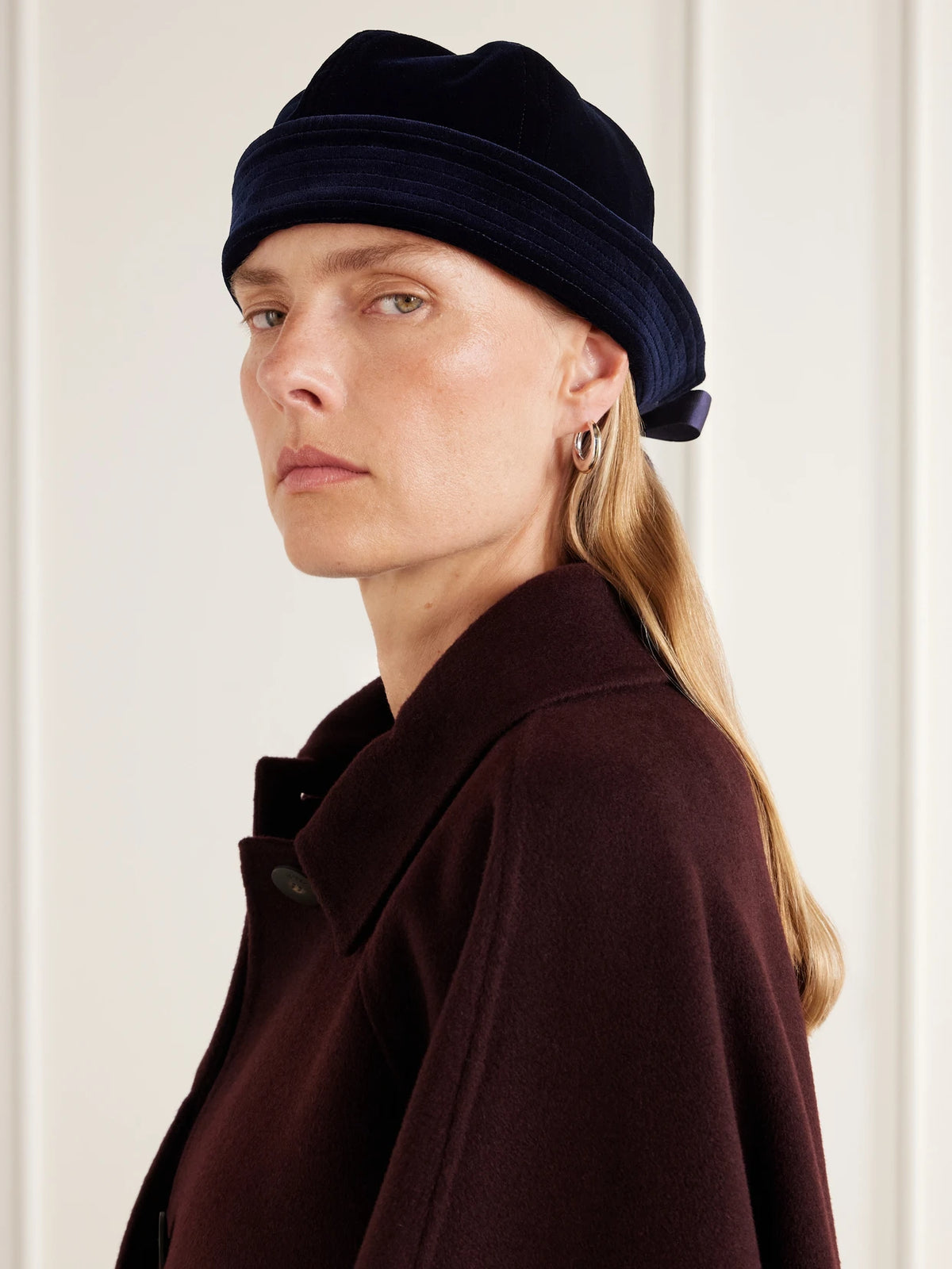 Image of Hats. Product name - Cotton-velvet Sailor Hat in Navy colour by brand - Les Vacances D'Irina