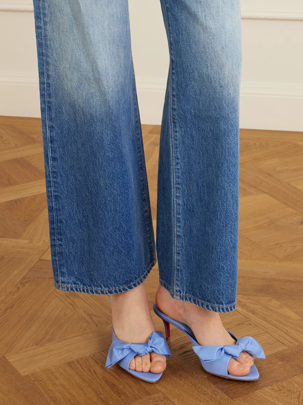 Mulazee Bow-embellished Crepe De Chine Mules