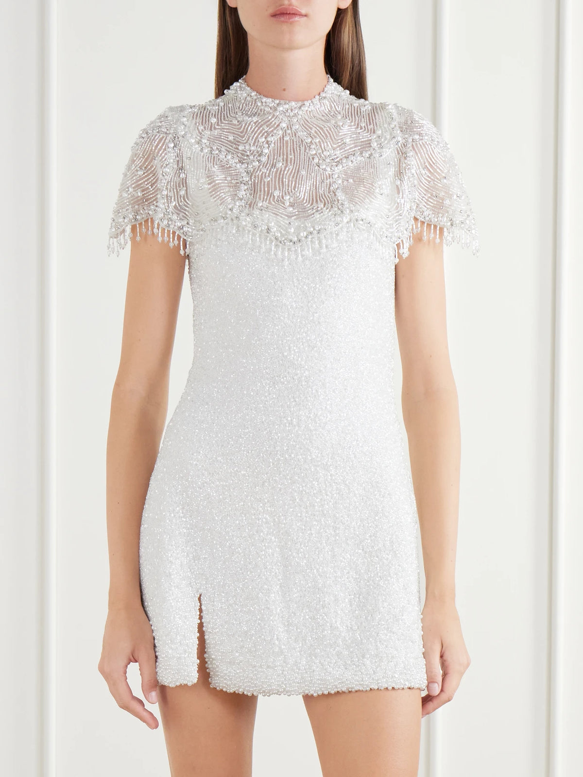 Clio Peppiatt Selkie Fringed Bead-embellished Silk-organza Cape