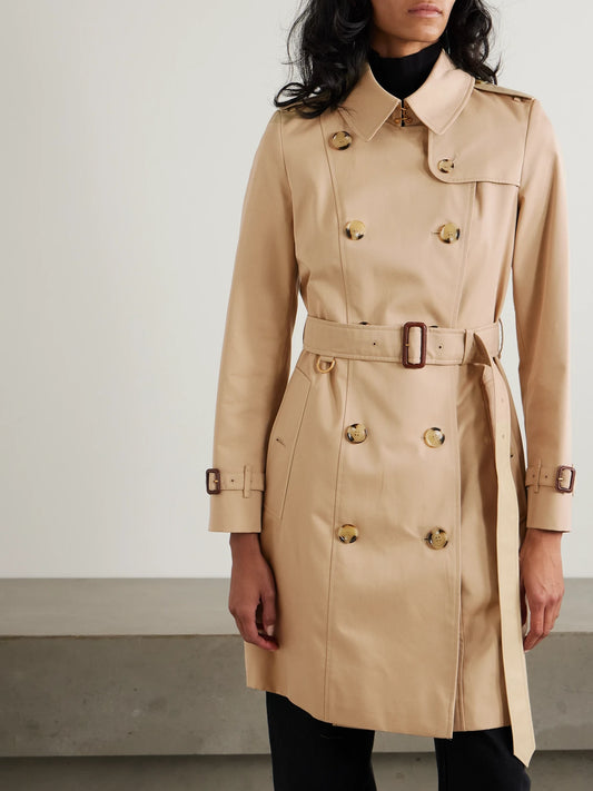 Image of Coats & Jackets. Product name - Chelsea Organic Cotton-gabardine Trench Coat in Neutral colour by brand - Burberry