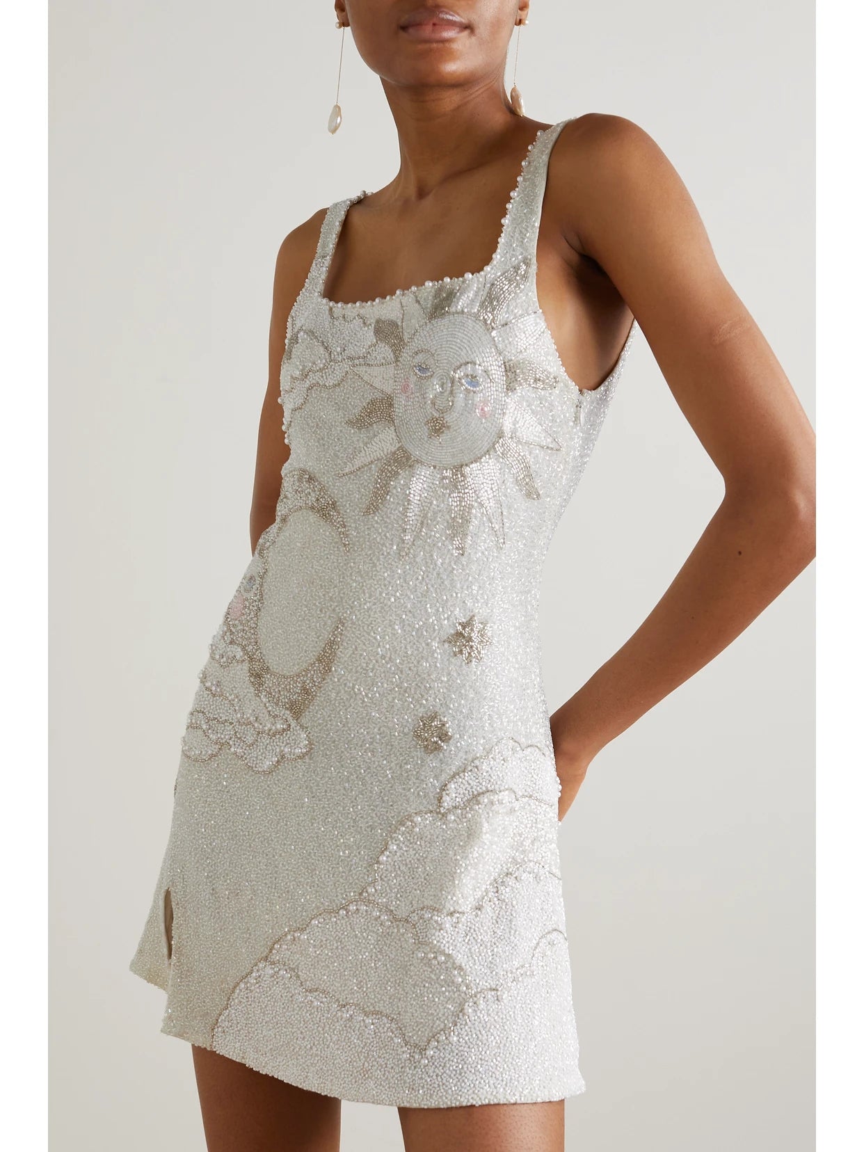 Lucina Embellished Stretch-mesh Mini Dress