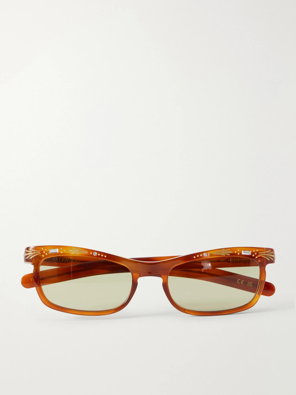 VALENTINO EYEWEAR Crystal-embellished Square-frame Recycled Tortoiseshell Acetate Sunglasses