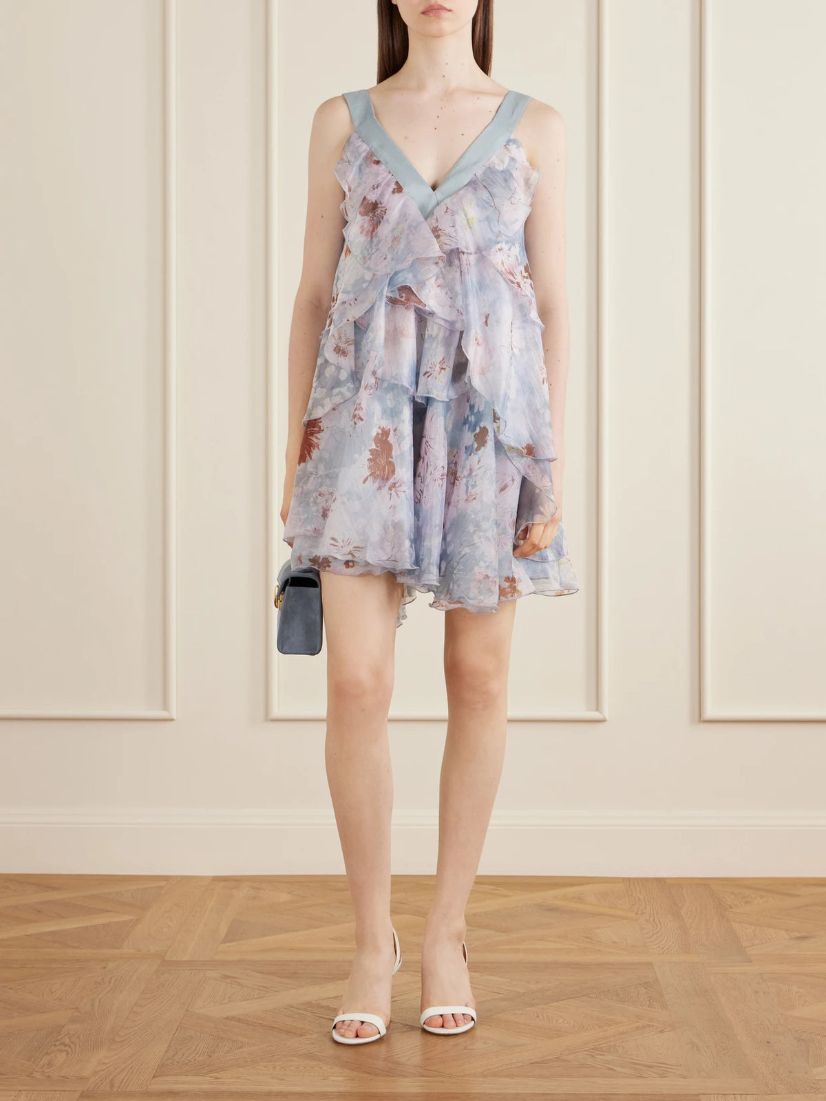 Image of Dresses. Product name - Athena Floral-print Organza Mini Dress in Violet colour by brand - Aje