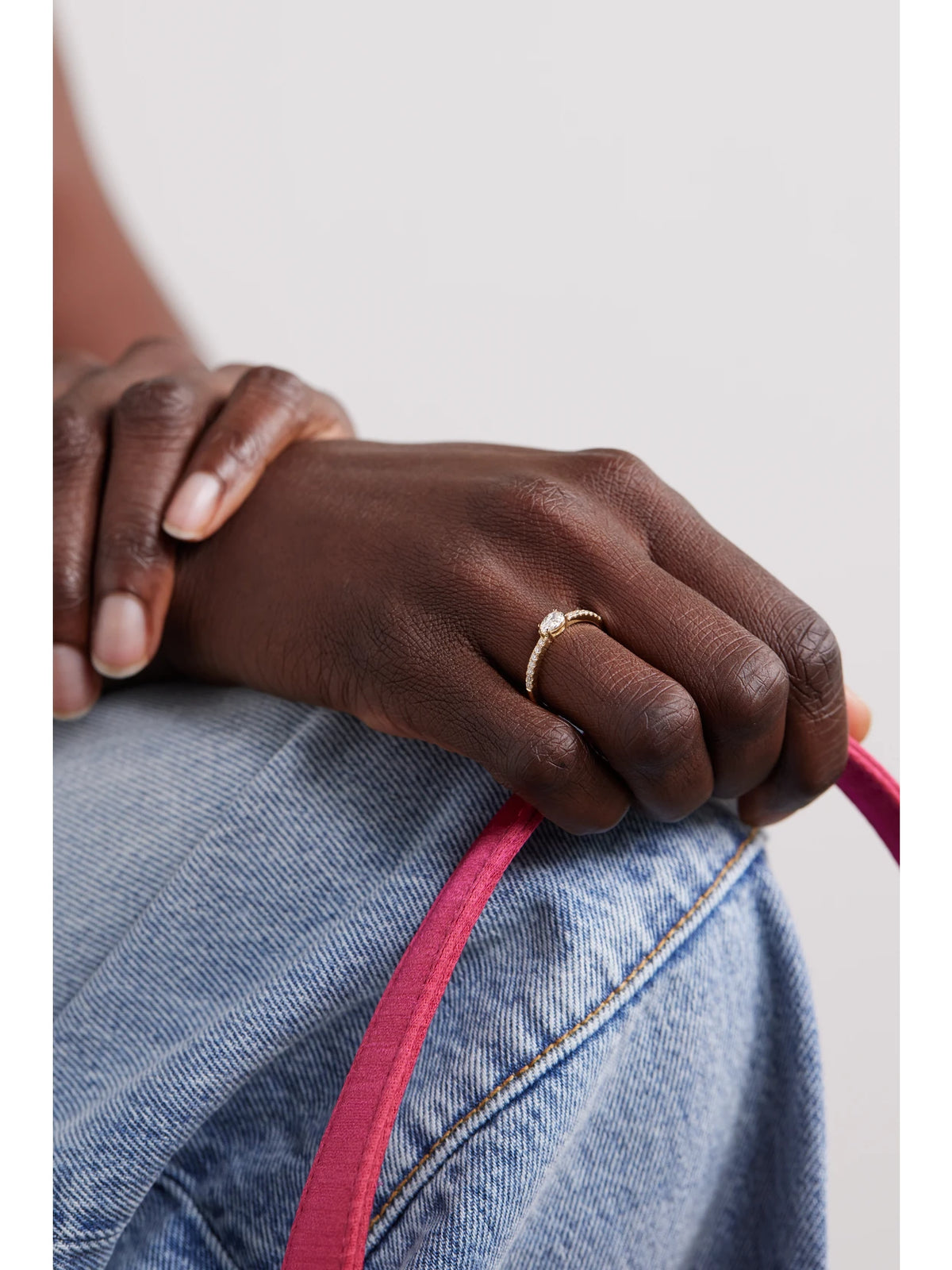 Image of Rings. Product name - Sideways Pear 18-karat Gold Diamond Ring in Multi colour by brand - Anita Ko