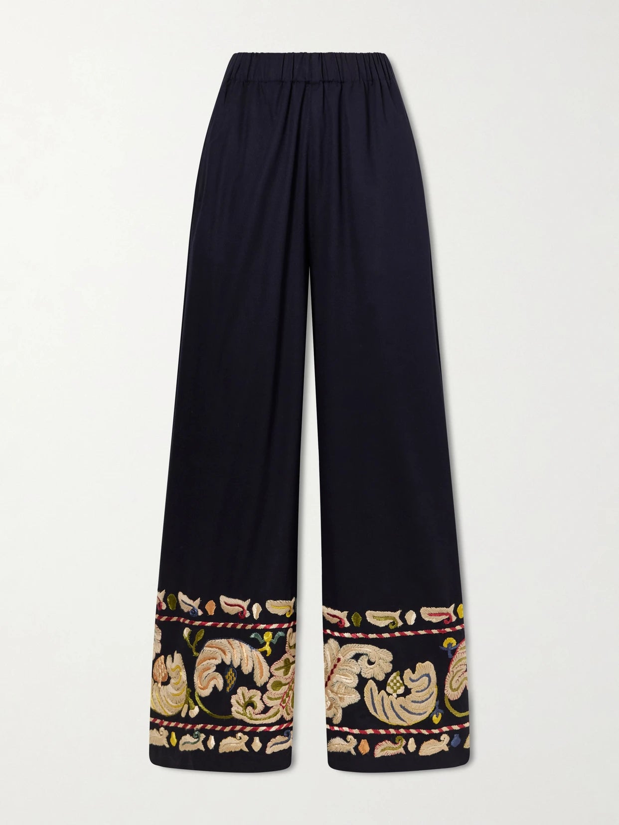 Feather Runner Embroidered Cotton-blend Flared Pants