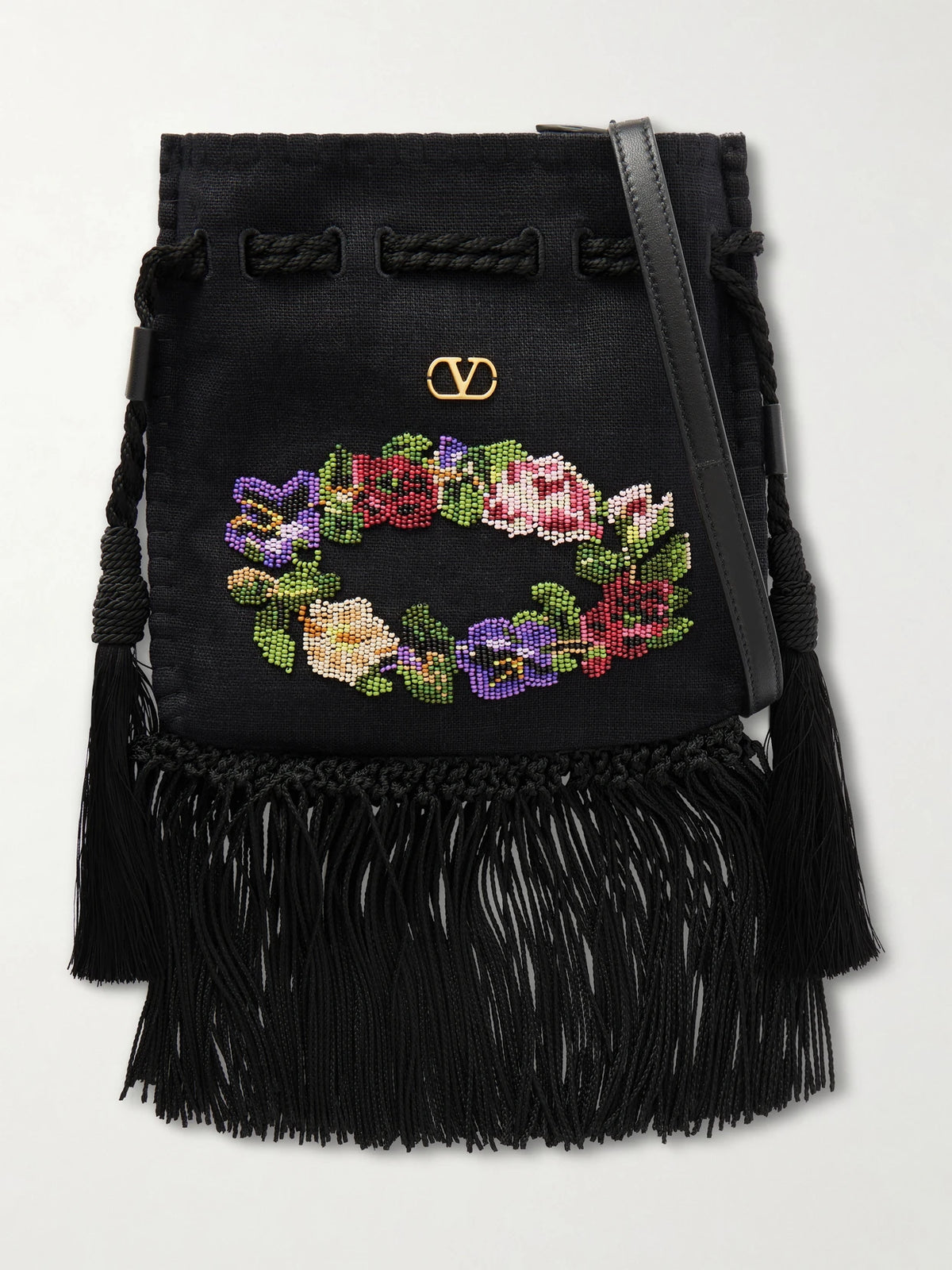 Nellcote Alice Sequin-embellished Brass Logo Drawstring Bag