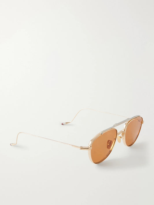 Jacques Marie Mage Flynn Double-bridge Aviator-style Gold-tone Titanium Sunglasses