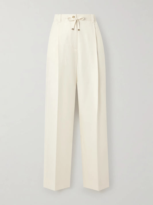 Pleated Wool-gabardine Wide-leg Pants