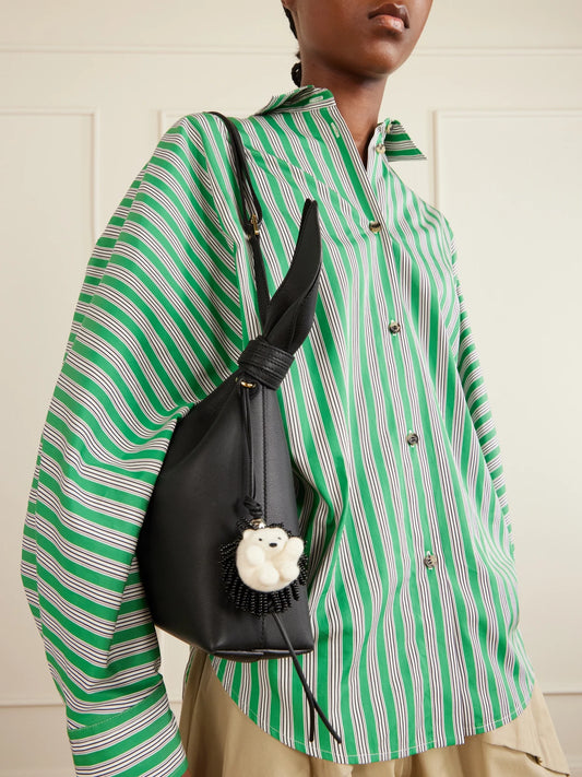Image of Keychains. Product name - Hedgehog Bead-embellished Wool-felt And Leather Bag Charm in Multi colour by brand - LOEWE