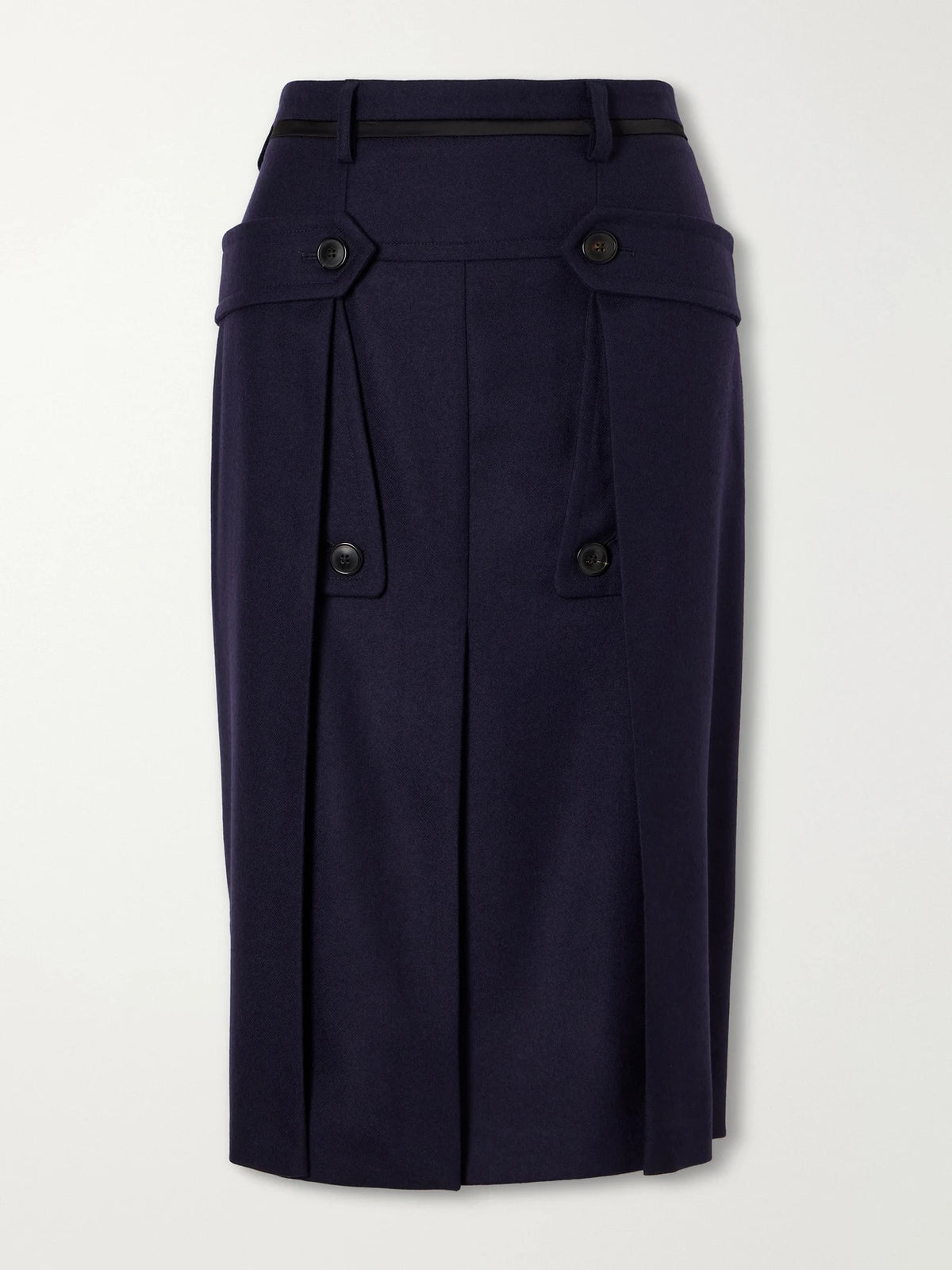 Dries Van Noten Pleated Wool And Cotton-blend Midi Skirt