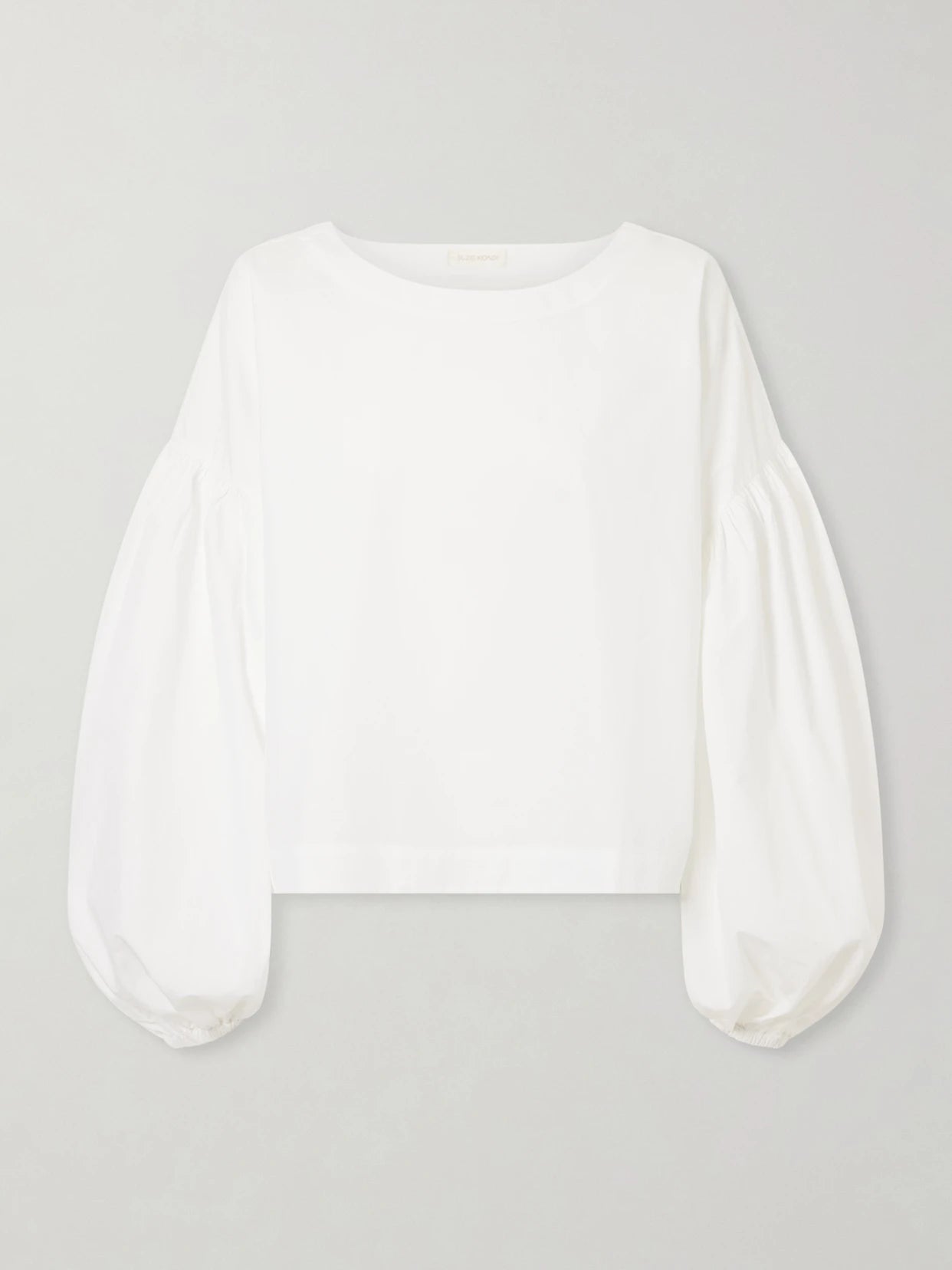 Balon Cropped Gathered Cotton-poplin Blouse