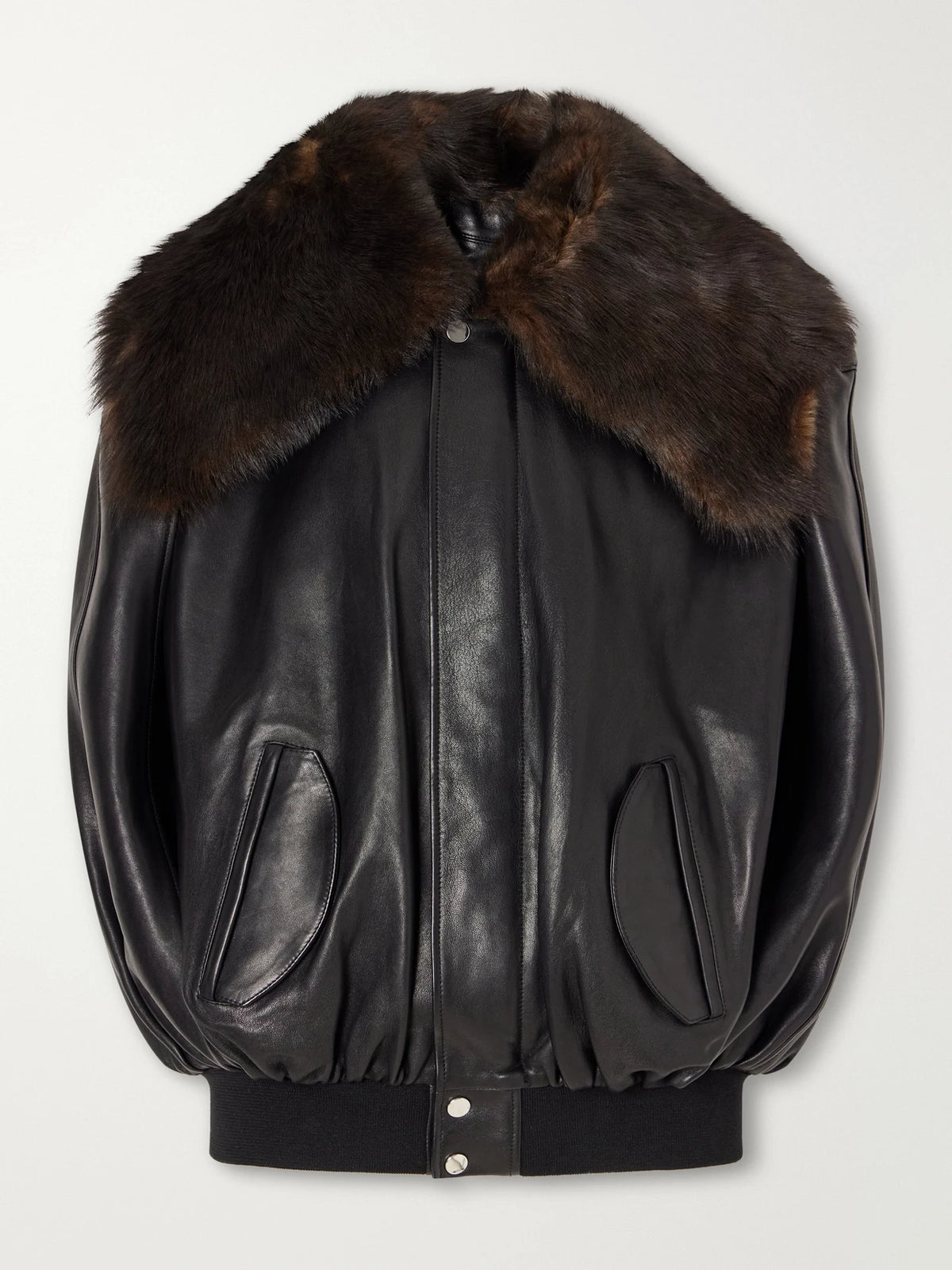 RABANNE Shearling-trimmed Leather Jacket
