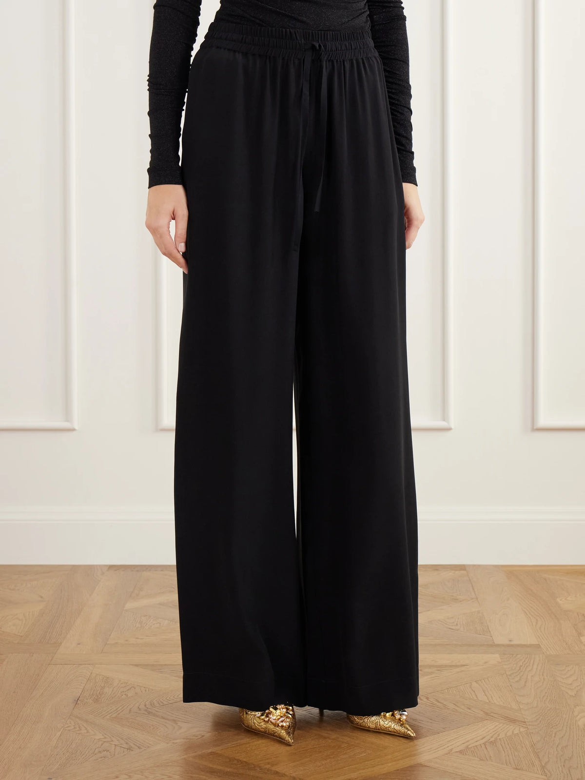 Dolce & Gabbana Silk-satin Wide-leg Pants