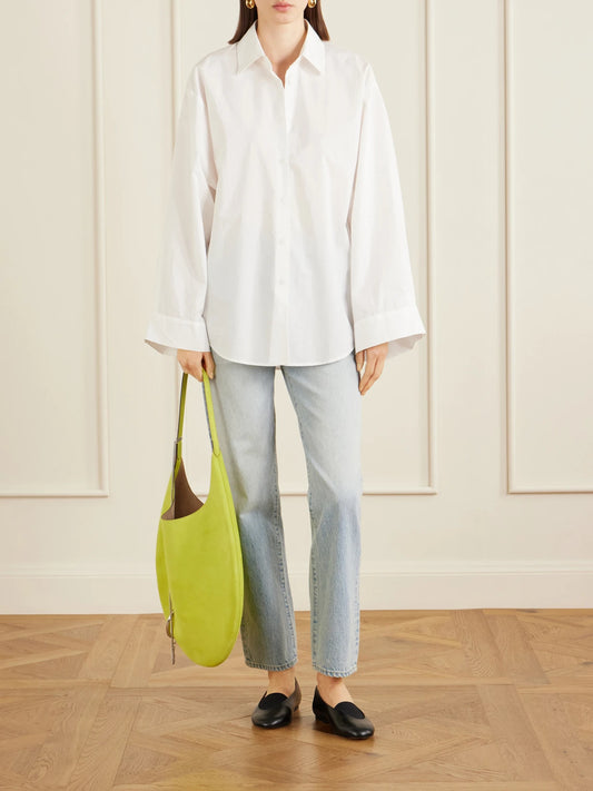 Image of Bags. Product name - Pierced Embellished Suede Shoulder Bag in Green colour by brand - Tory Burch