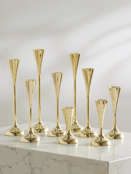 Drip Set Of Nine Gold-tone Candleholders
