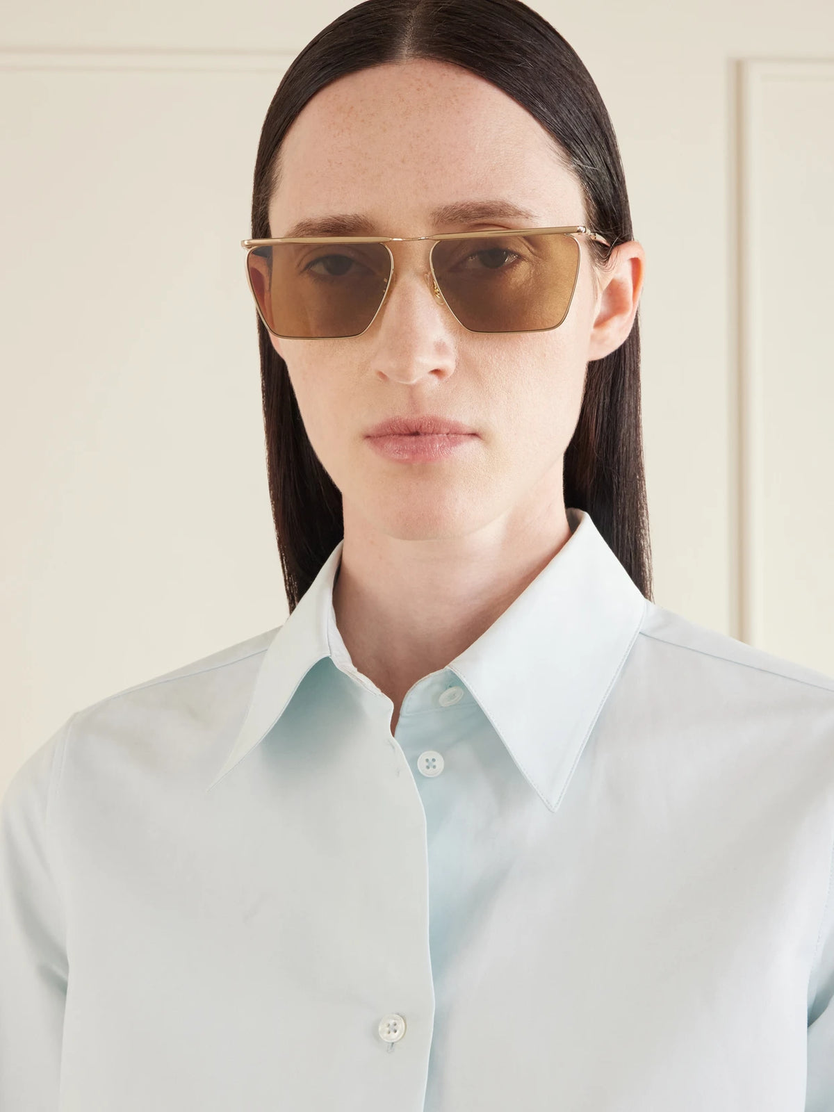 Image of Sunglasses. Product name - + Jil Sander Aviator-style Gold-toned Sunglasses in Multi colour by brand - Oliver Peoples